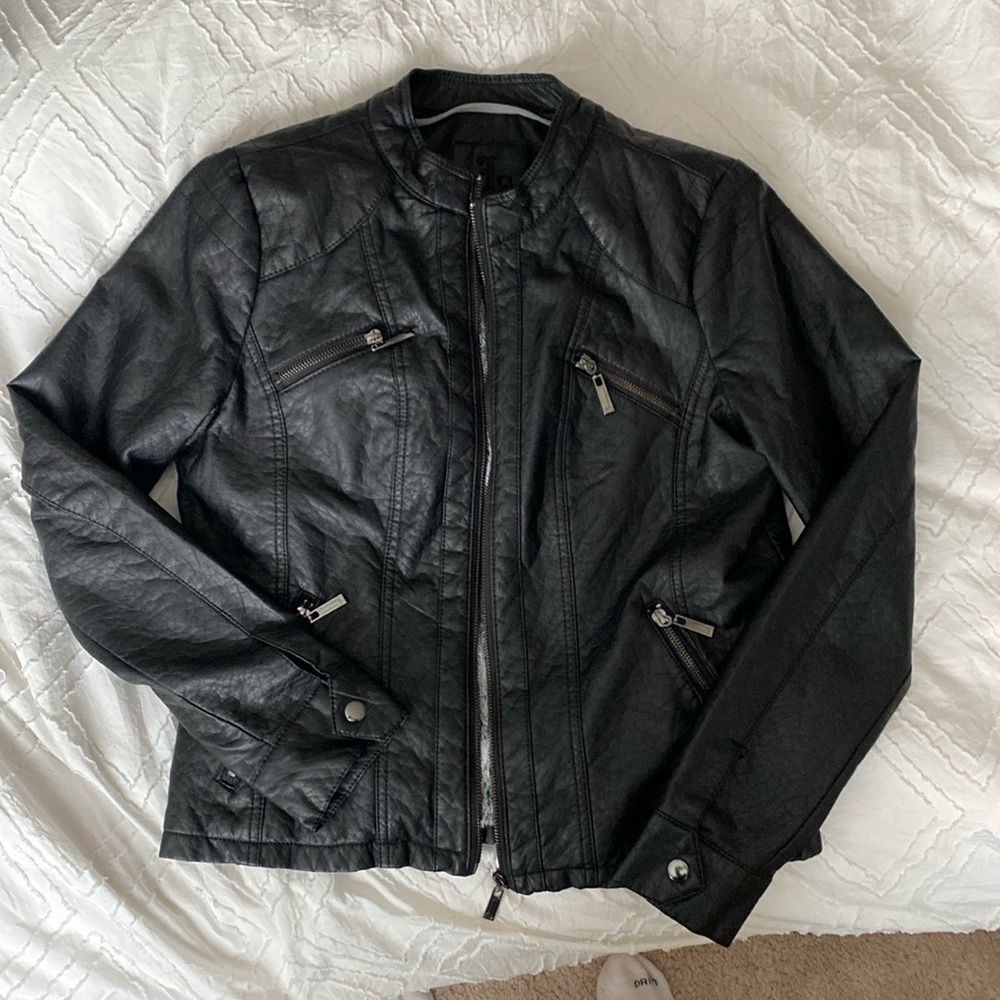 KIDS LARGE FAUX LEATHER JACKET